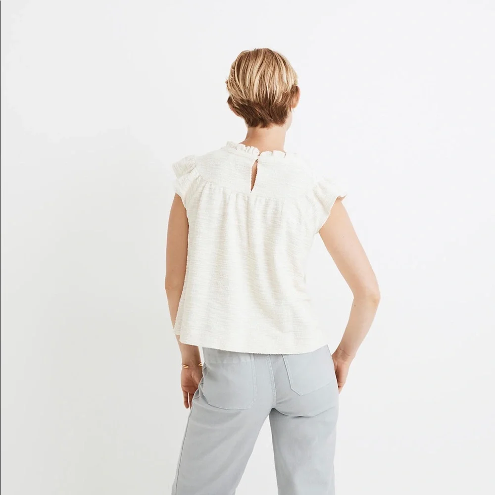 Madewell Textural Knit Ruffle-Neck Top size M - Picture 2 of 7